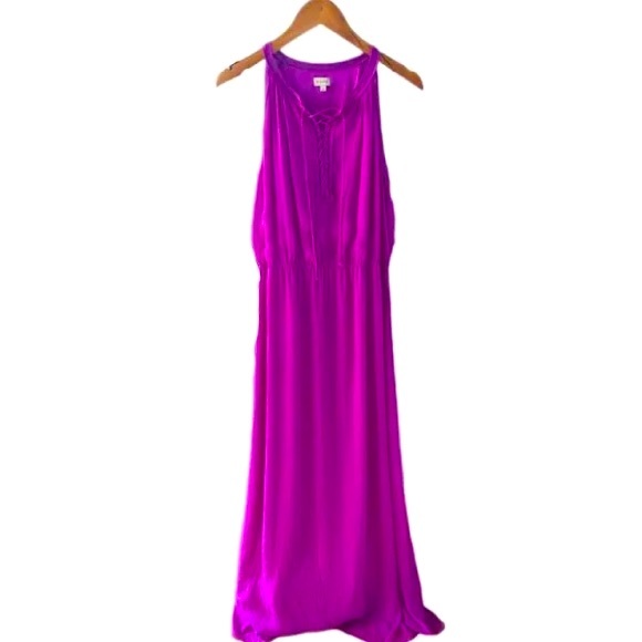 Cremieux Liam Lace Up Front Maxi Dress in Bright Mauve Women’s size small - Picture 1 of 8